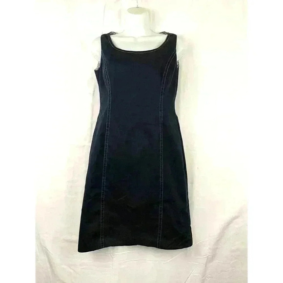 Tahari Dark Blue Sleeveless Sheath Dress Petite 10P - Picture 11 of 13